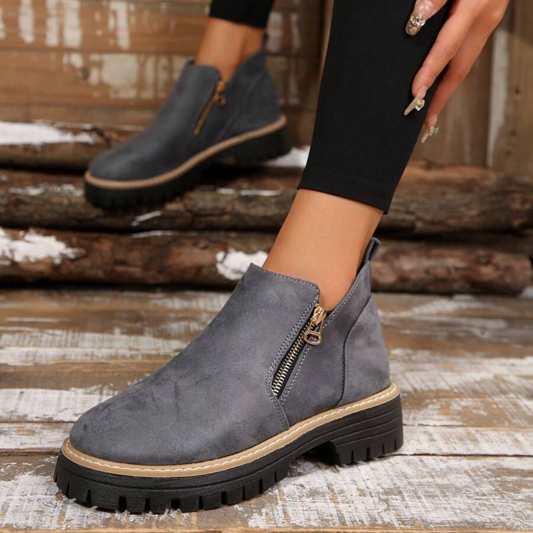 Botas de Cano Curto com Fecho de Correr para Mulher