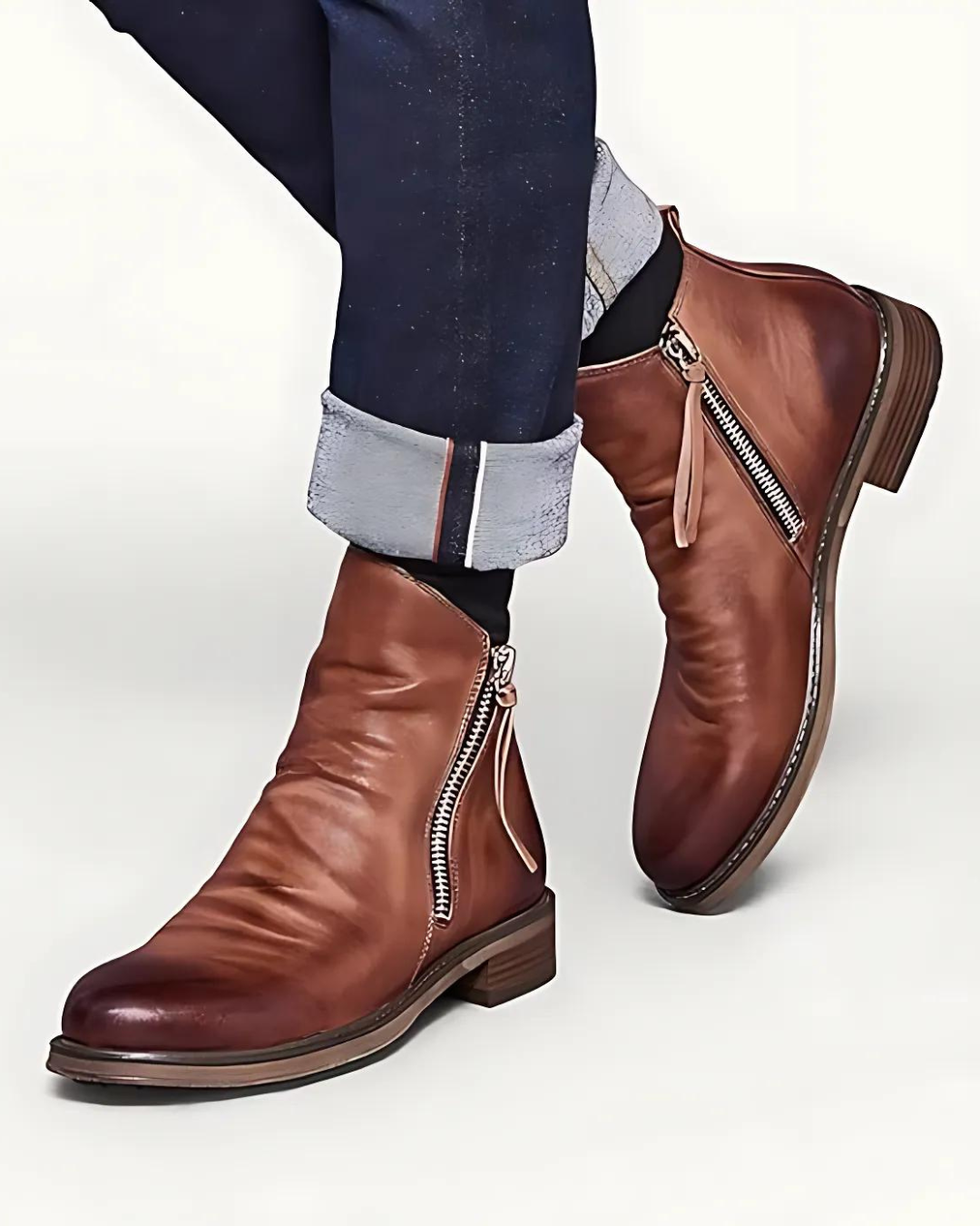 Botins Vintage com fecho de correr para homem