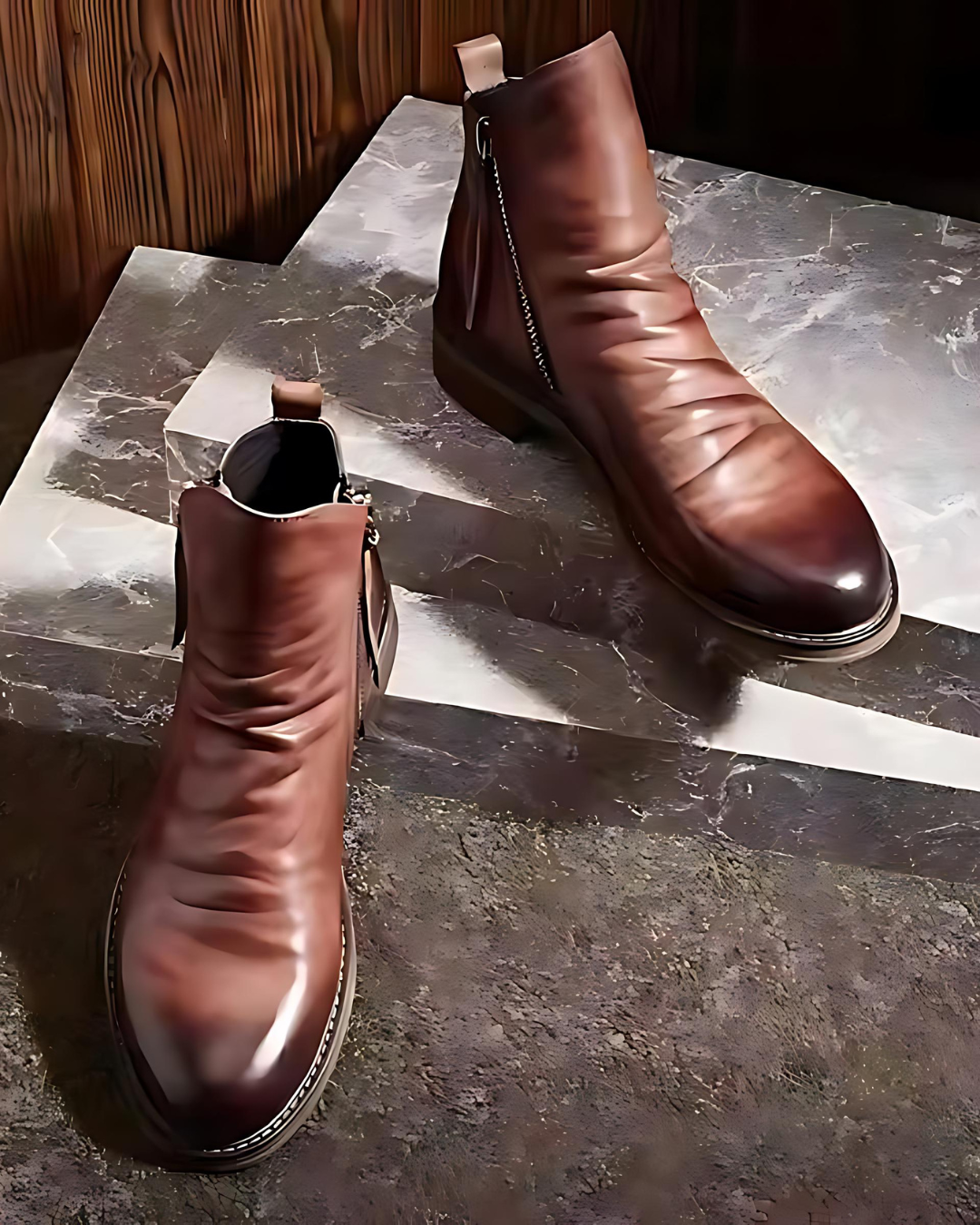 Botins Vintage com fecho de correr para homem