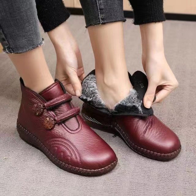 Sapatos Forrados a Lã com Botões para um Ajuste Perfeito para Mulher