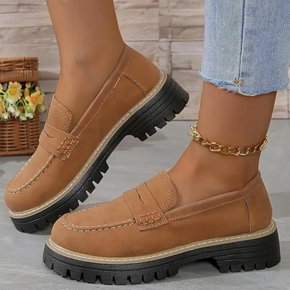 Mocassins de Plataforma para Mulher com Salto Alto e Biqueira Redonda