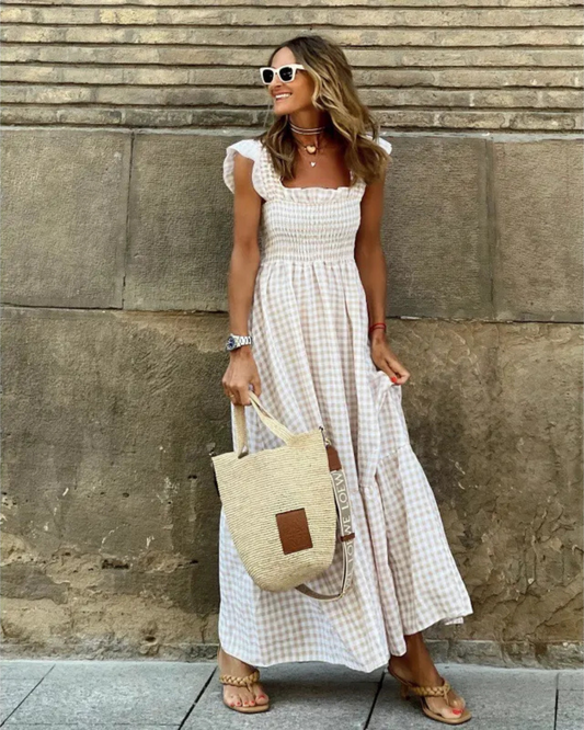 Vestido Xadrez sem Mangas para Mulher